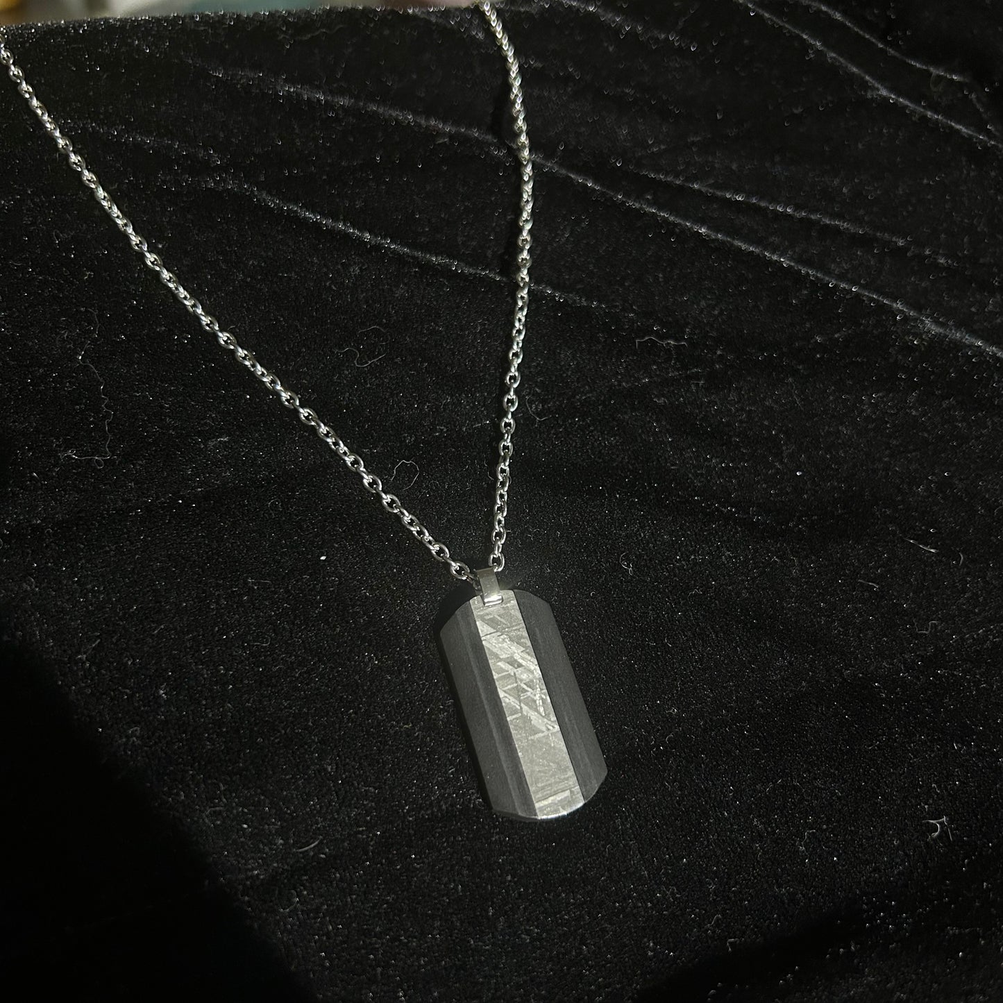 Tungsten Shield Meteorite Pendant Necklace | Muonionalusta Meteorite Inlay | Widmanstätten | 60cm 21.5in | COA Gift Box