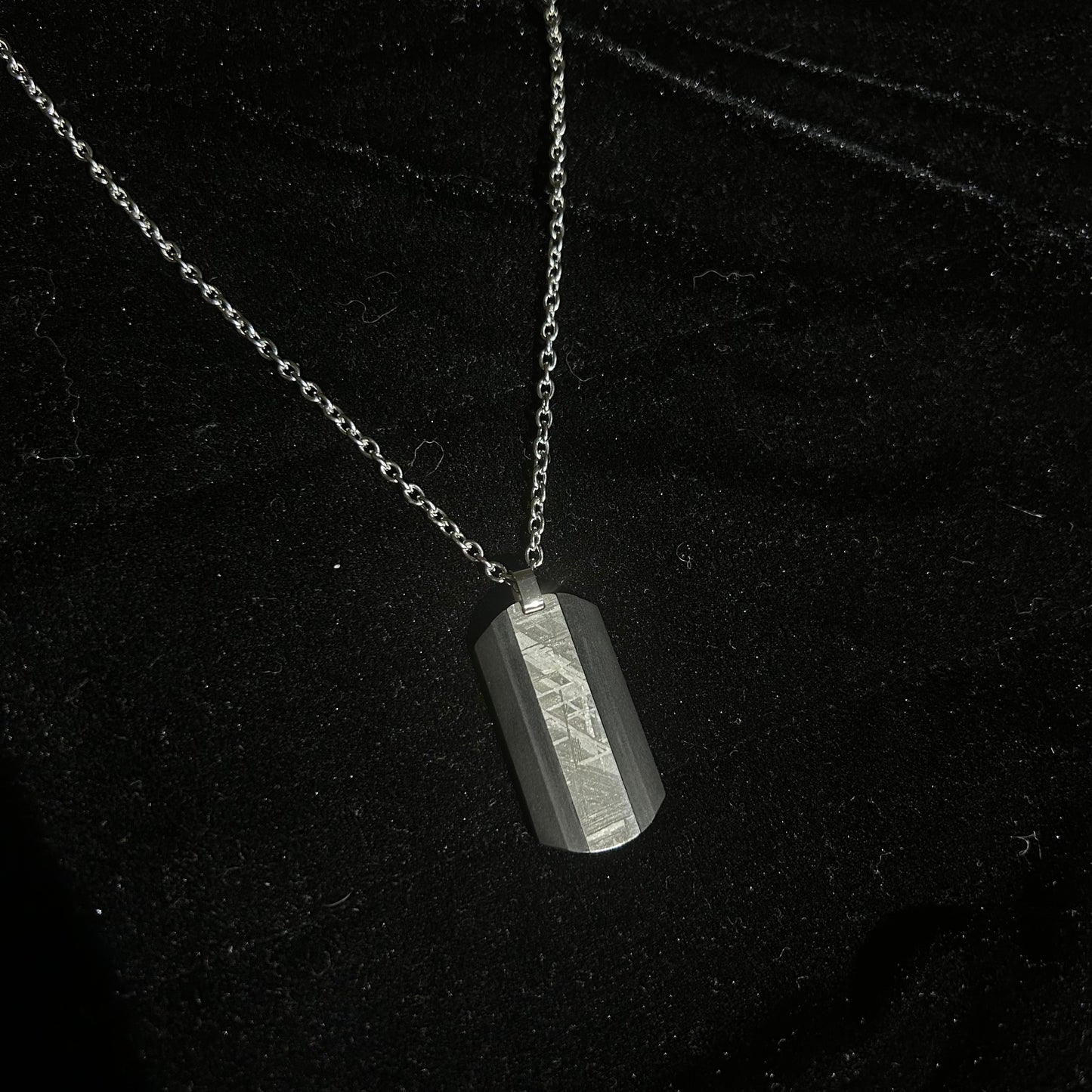 Tungsten Shield Meteorite Pendant Necklace | Muonionalusta Meteorite Inlay | Widmanstätten | 60cm 21.5in | COA Gift Box