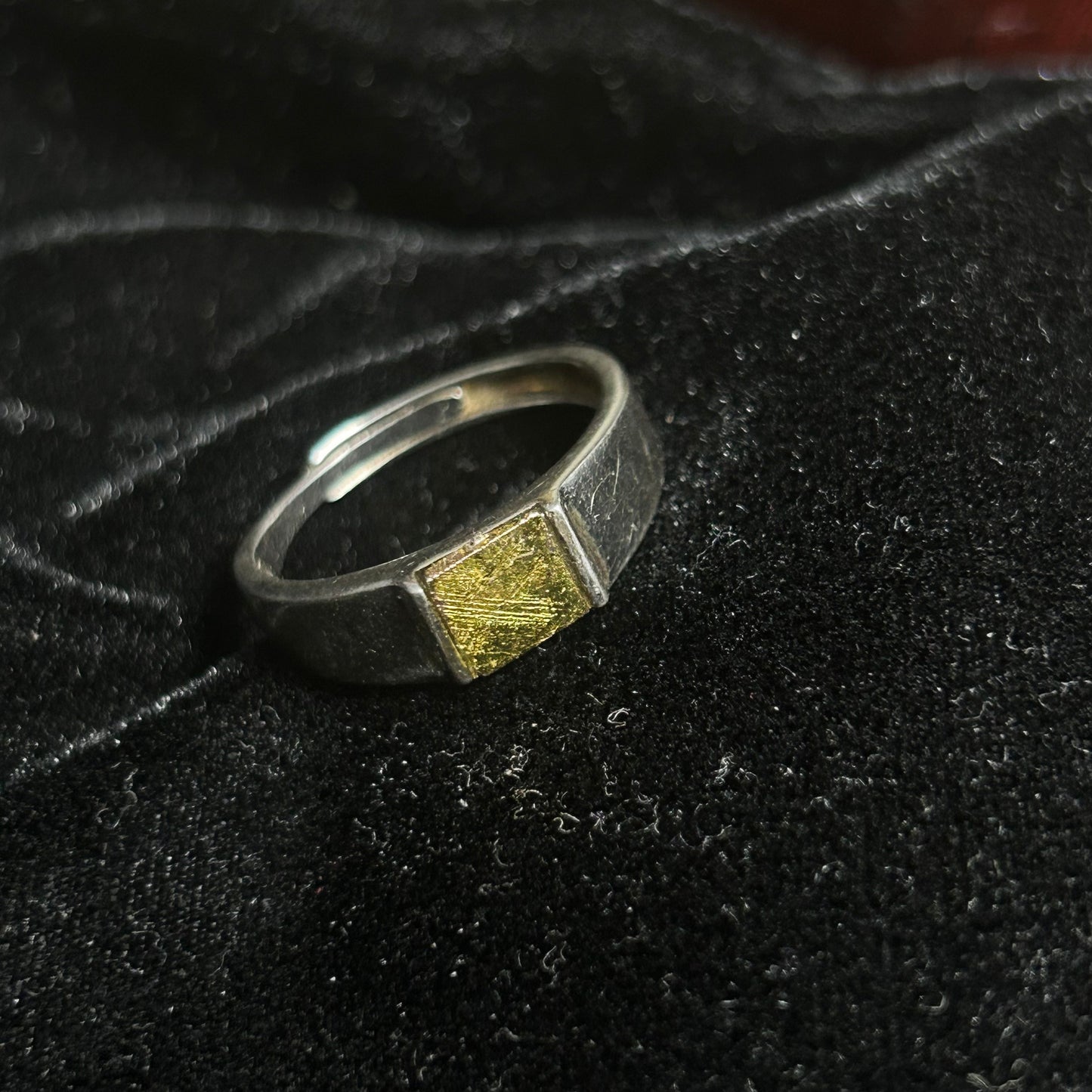 Top Muonionalusta Meteorite Ring Set | Titanium Band Set | Widmanstätten pattern Meteorite Jewelry