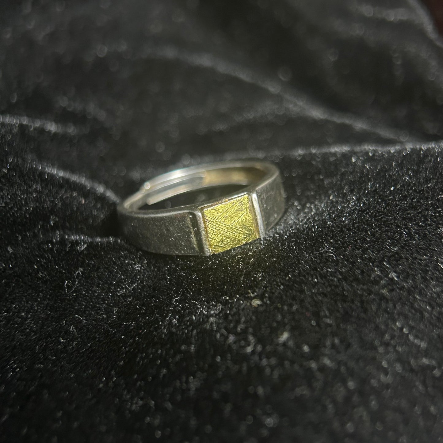 Top Muonionalusta Meteorite Ring Set | Titanium Band Set | Widmanstätten pattern Meteorite Jewelry