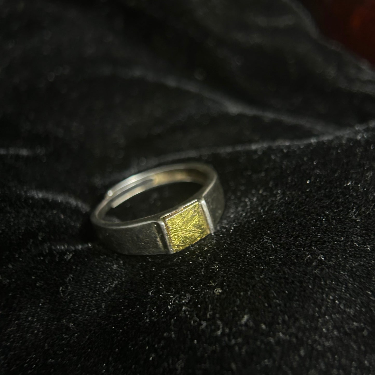 Top Muonionalusta Meteorite Ring Set | Titanium Band Set | Widmanstätten pattern Meteorite Jewelry