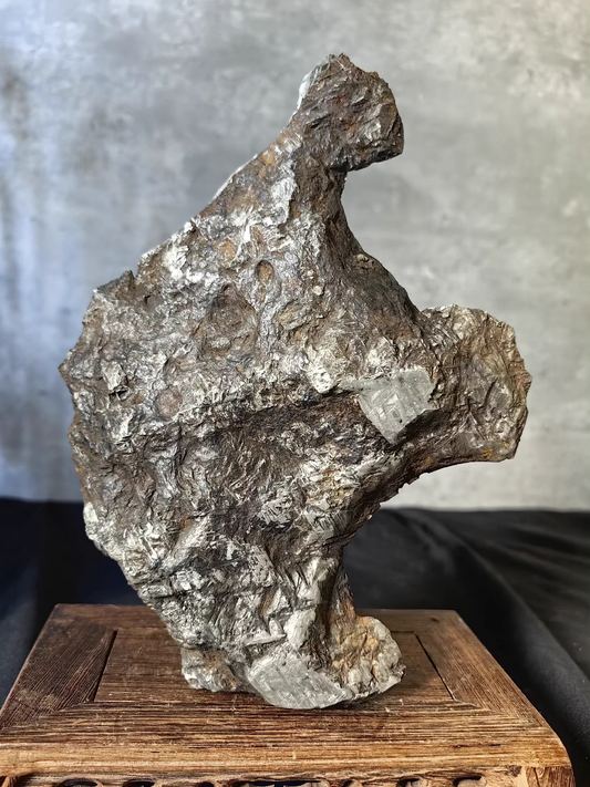 Swedish Muonionalusta Iron Meteorite Slice — No Cracks — Natural Fusion Crust — Meditative Collector Piece