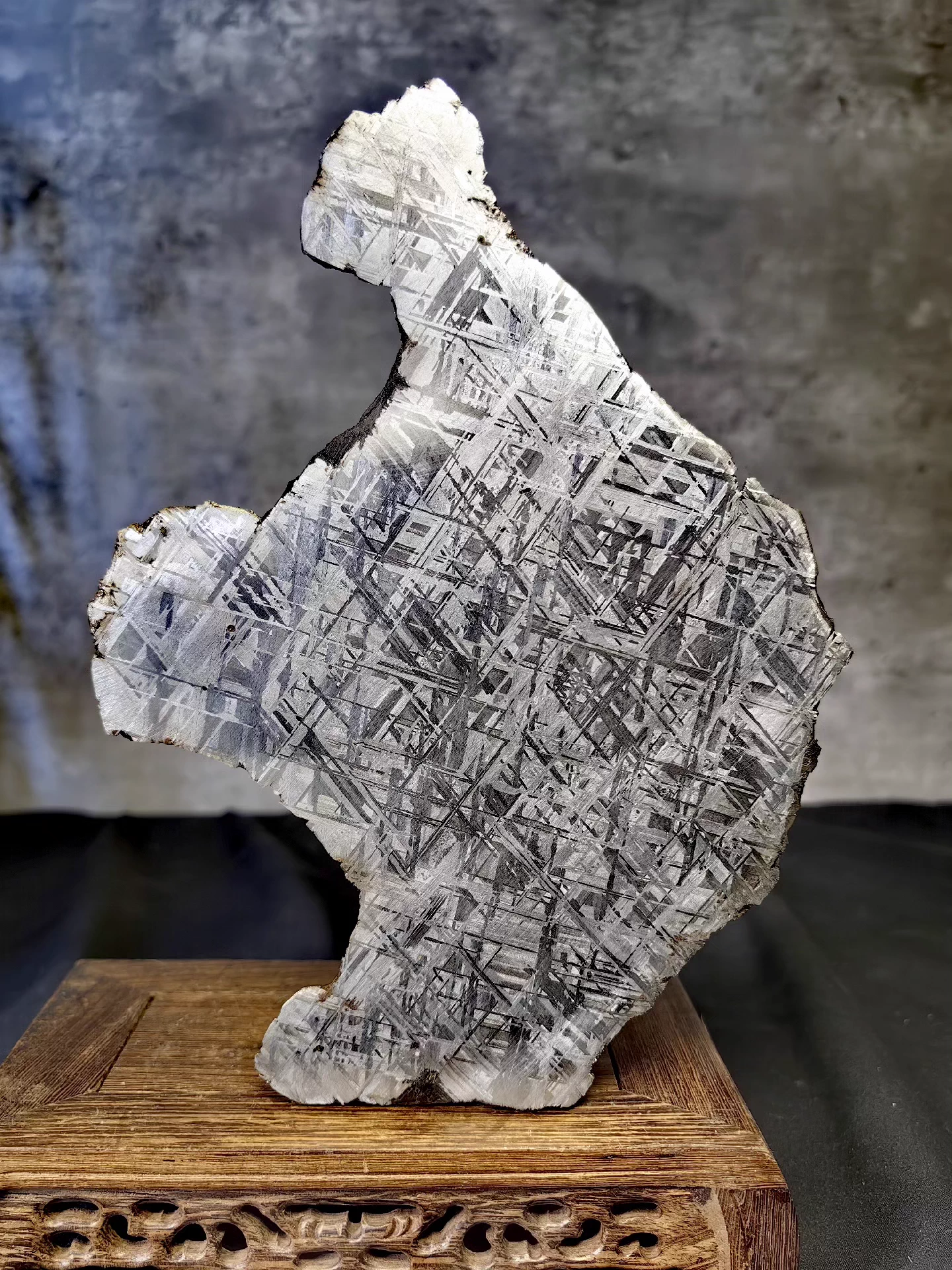 Swedish Muonionalusta Iron Meteorite Slice — No Cracks — Natural Fusion Crust — Meditative Collector Piece