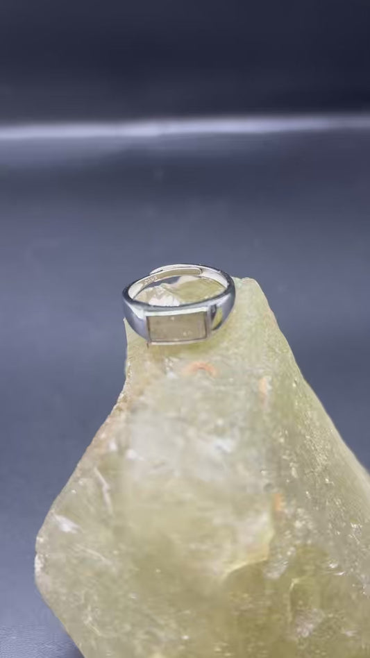 Galaxy Muonionalusta Meteorite Ring,Adjustable Sterling Silver Ring,Architectural Design, Unique Gift