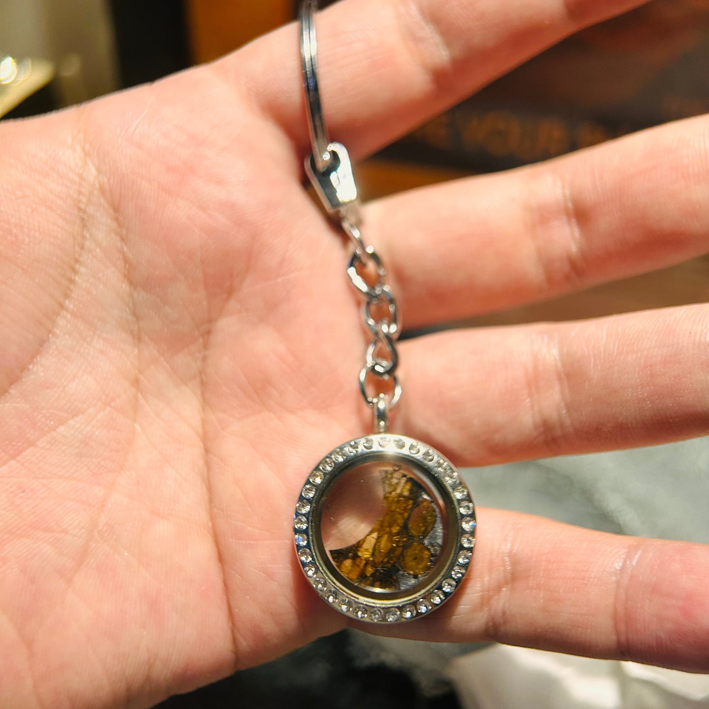 Porte-clés Pendentif Météorite Pallasite Sericho - Pierre Authentique de l’Espace avec Certificat