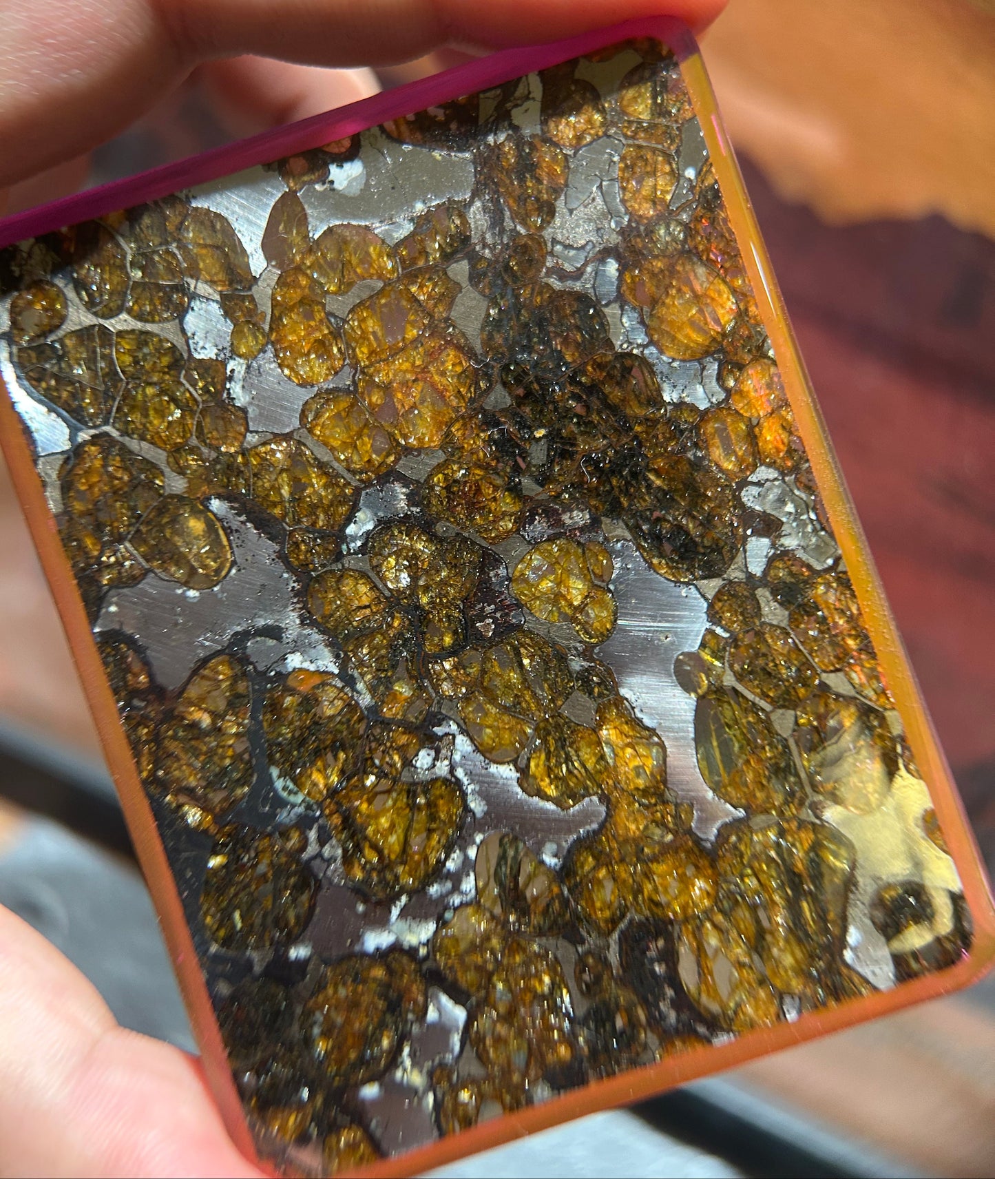 60*80mm Large Sericho Pallasite With Neon Glow/Meteorite Pendant/Pallasite Pendant/Pallasite Ornament/Pallaiste Slice/Pallasite Plaque
