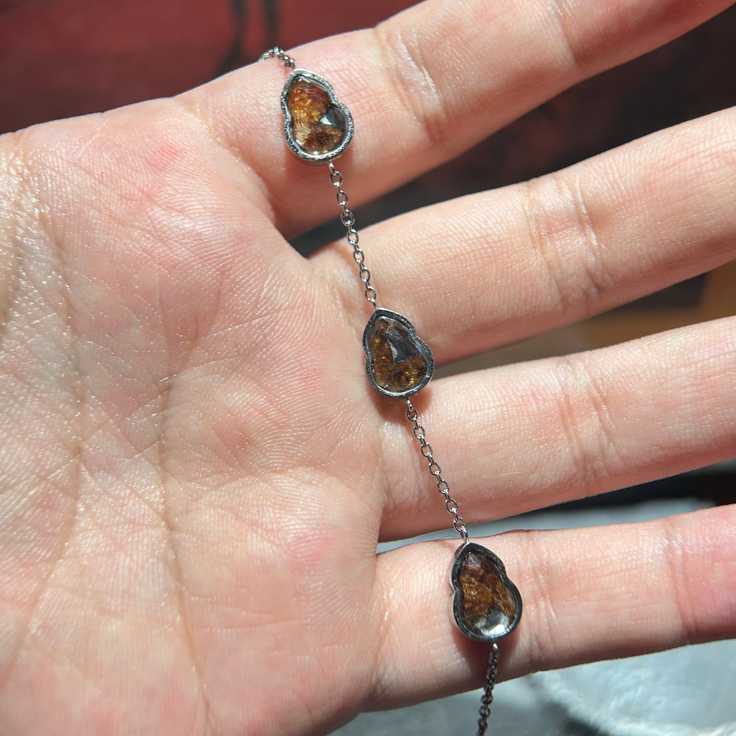 Kenyan Sericho Pallasite Meteorite–Inspired Adjustable Bracelet| Unisex|17–20cm Adjustable |Silver Tone with Gourd|Gift Box Included