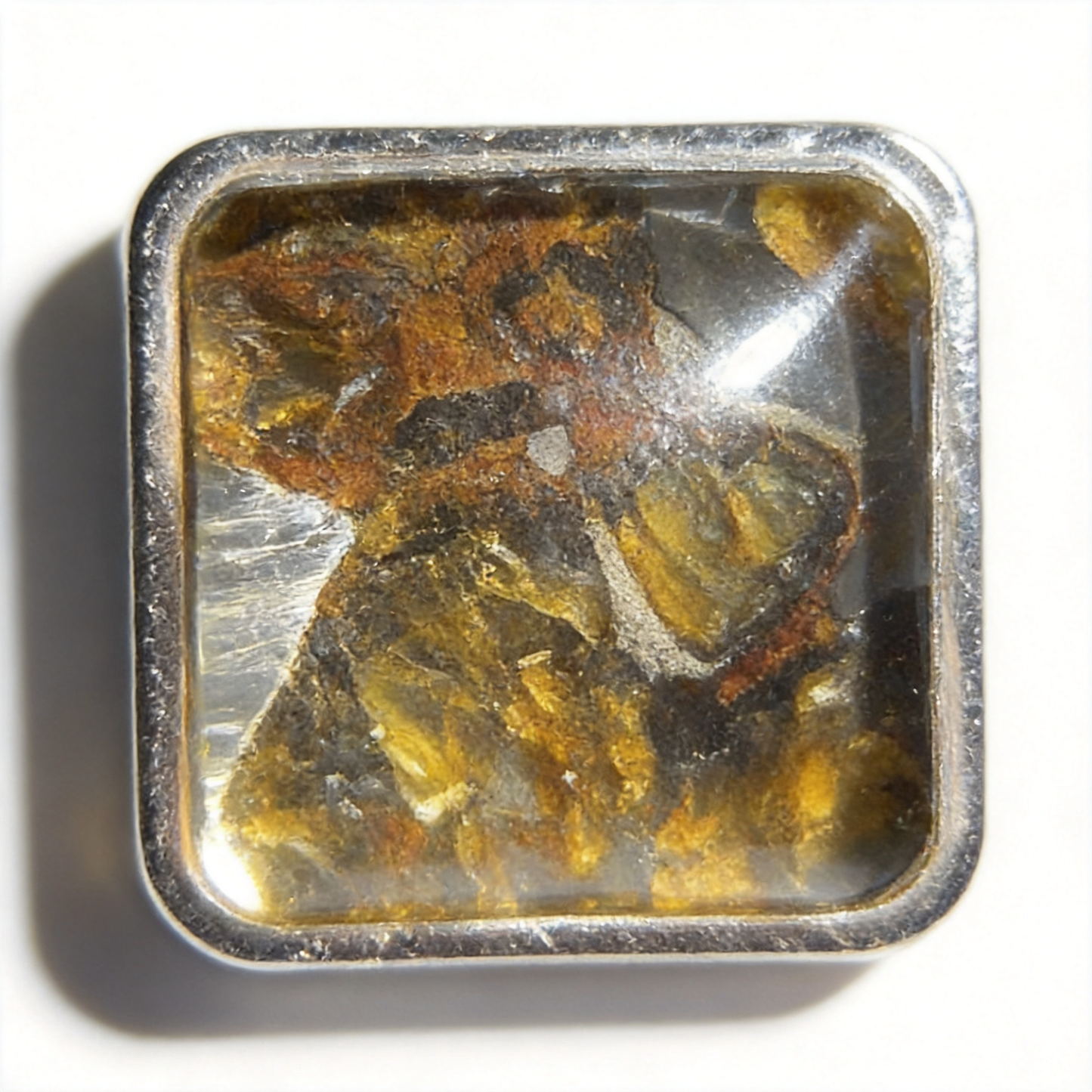Real Sericho Pallasite Meteorite Cube Necklace | Top Quality Pallasite Square Pendant 12x12x3mm | Genuine Space Rock Jewelry