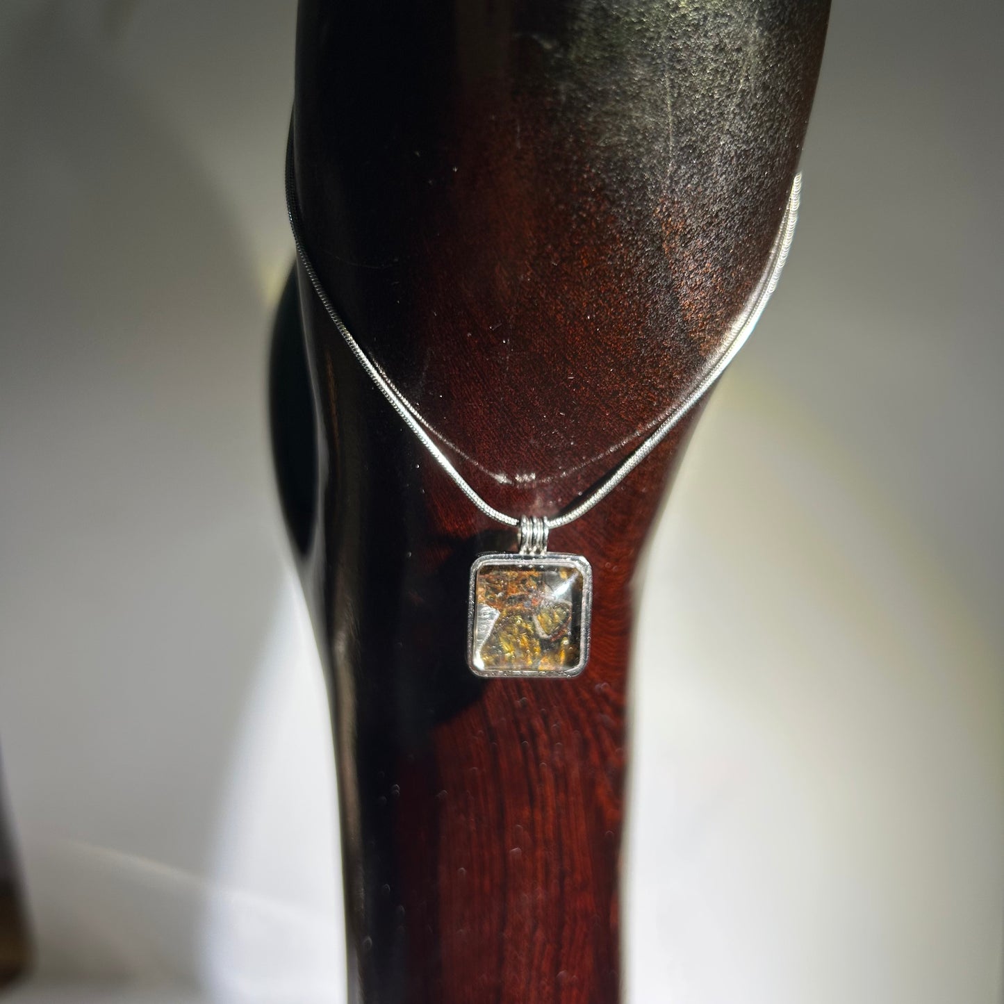 Real Sericho Pallasite Meteorite Cube Necklace | Top Quality Pallasite Square Pendant 12x12x3mm | Genuine Space Rock Jewelry