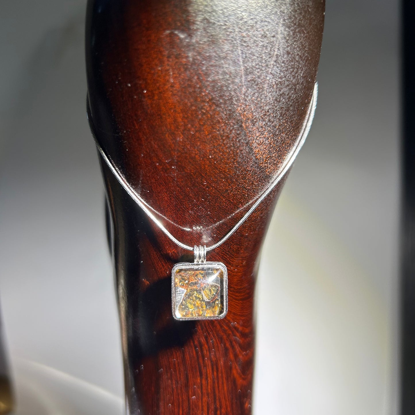 Real Sericho Pallasite Meteorite Cube Necklace | Top Quality Pallasite Square Pendant 12x12x3mm | Genuine Space Rock Jewelry