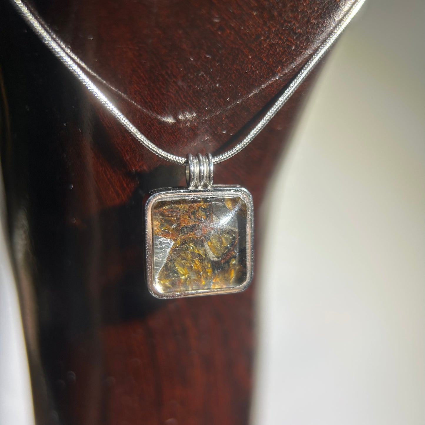 Real Sericho Pallasite Meteorite Cube Necklace | Top Quality Pallasite Square Pendant 12x12x3mm | Genuine Space Rock Jewelry