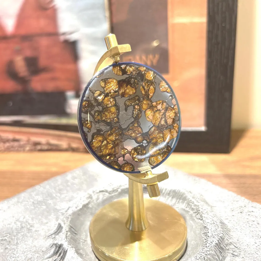 Sericho Pallasite Disk/Meteorite Pendant/Pallasite Pendant/Pallasite/Meteorite Globe