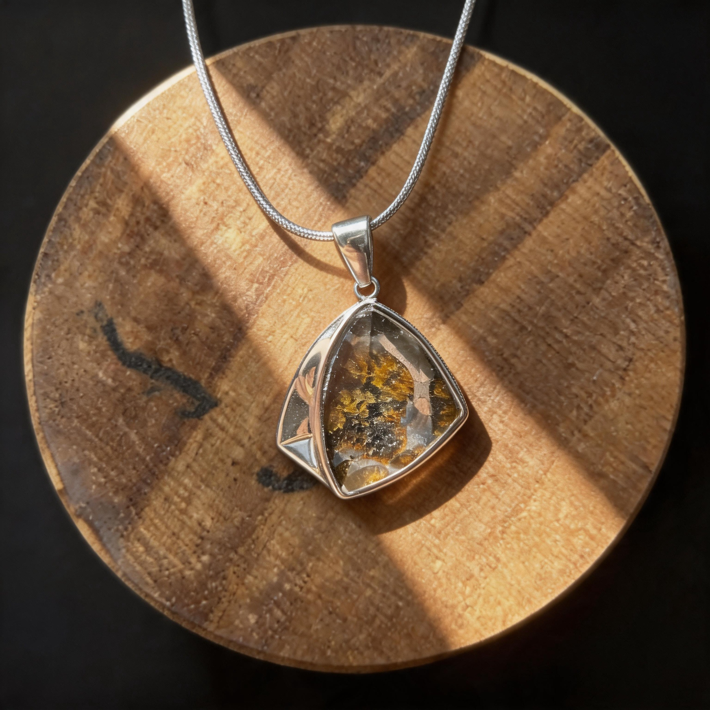 Top Quality Sericho Pallasite Meteorite Necklace, Unique Valentine's Day Gift for Her, Eyes Of Heart Space Jewelry, Real Meteorite Pendant