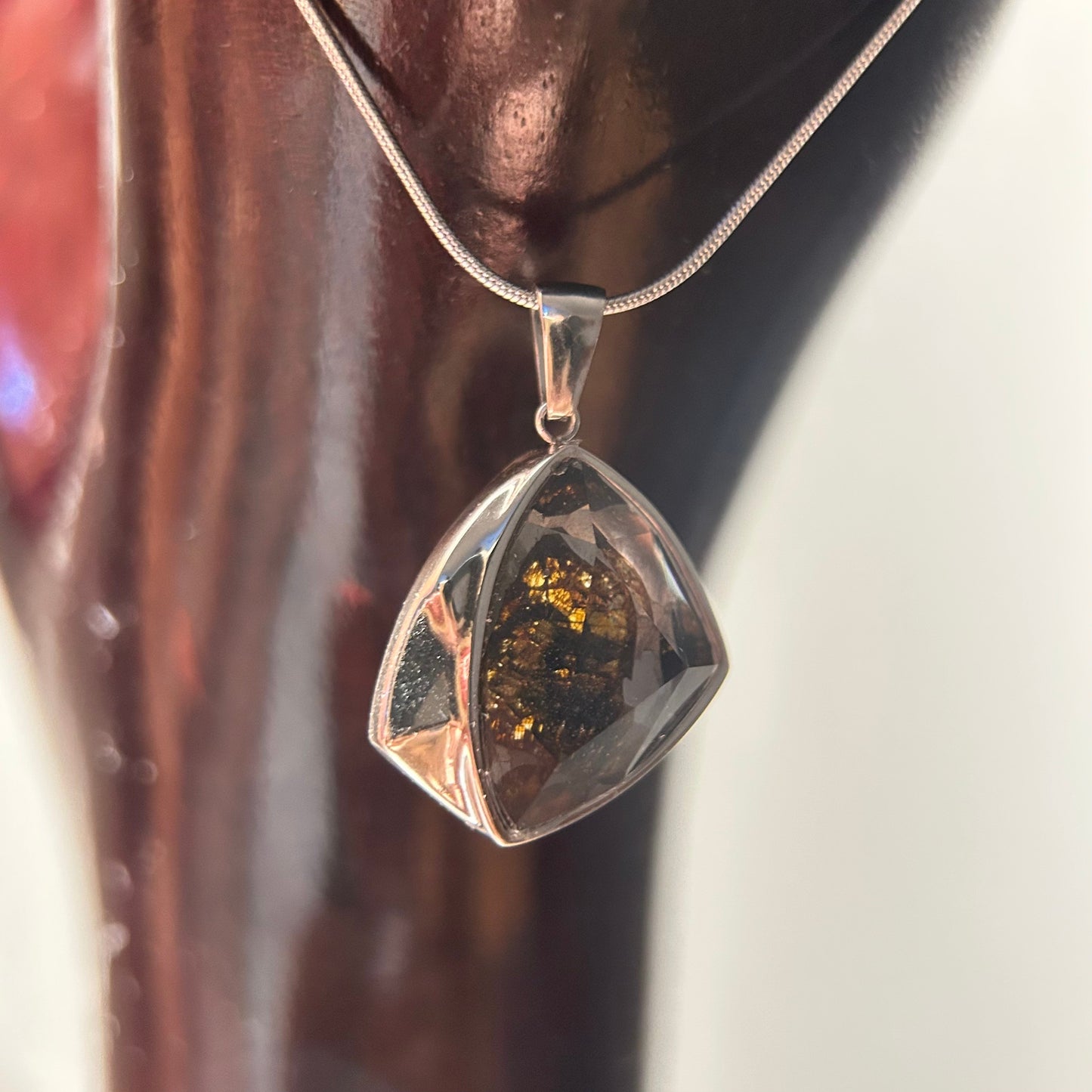 Top Quality Sericho Pallasite Meteorite Necklace, Unique Valentine's Day Gift for Her, Eyes Of Heart Space Jewelry, Real Meteorite Pendant