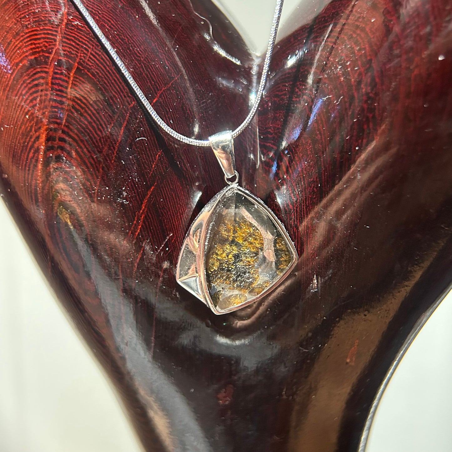 Top Quality Sericho Pallasite Meteorite Necklace, Unique Valentine's Day Gift for Her, Eyes Of Heart Space Jewelry, Real Meteorite Pendant