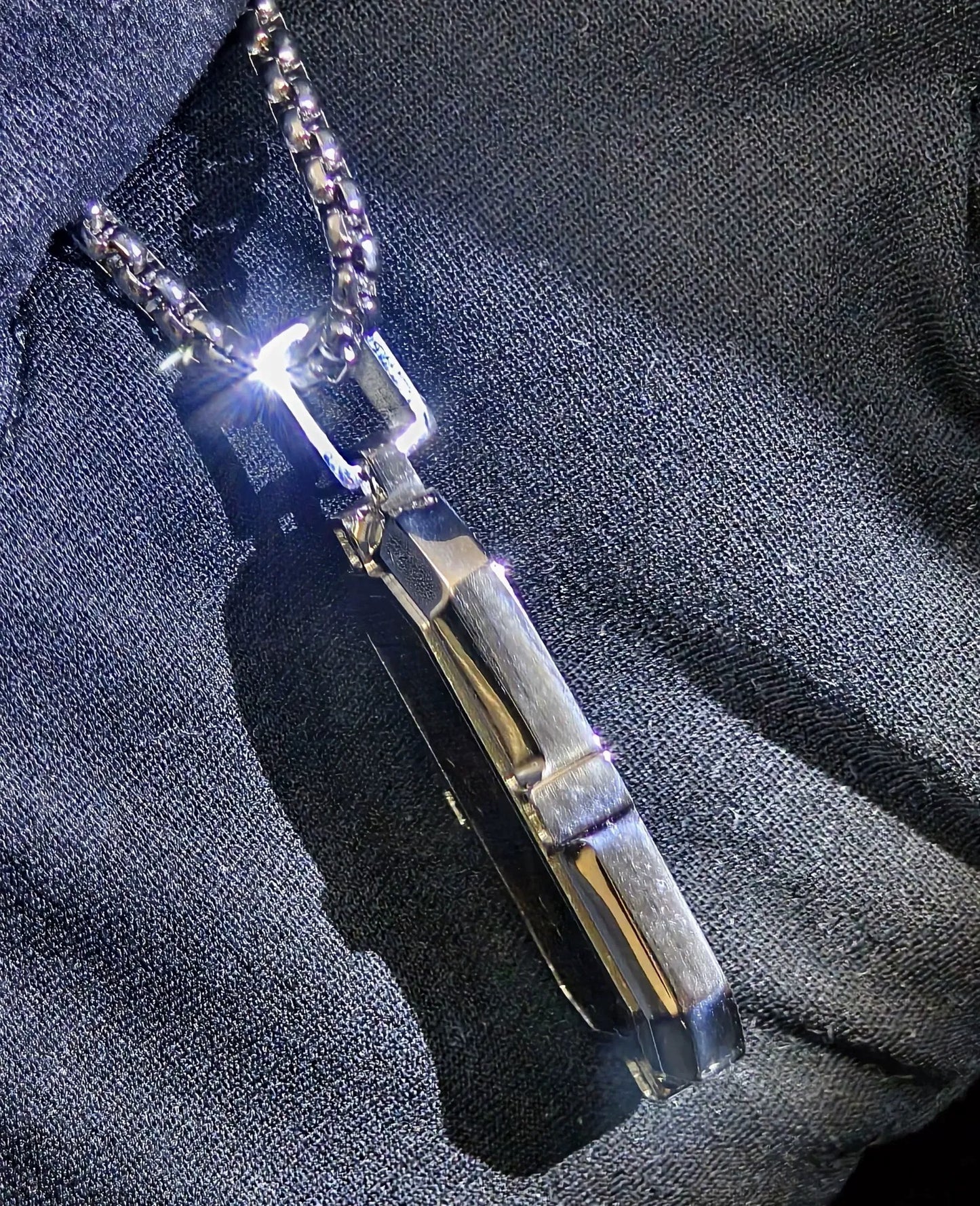 Genuine Sericho Pallasite Meteorite Pendant Necklace | Olivine Crystal Inlay | Titanium Steel | 19×40mm | Gift Ready + COA