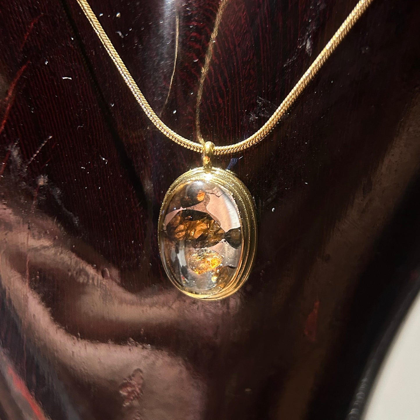 Top Quality Sericho Pallasite Meteorite Necklace, Unique Valentine's Day Gift for Her, Teardrop Space Jewelry, Real Meteorite Oval Pendant