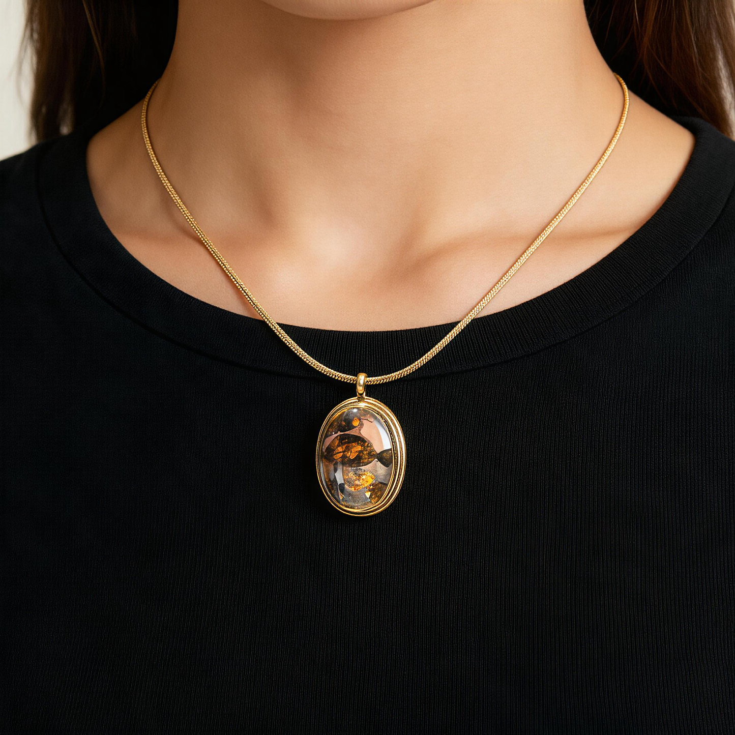 Top Quality Sericho Pallasite Meteorite Necklace, Unique Valentine's Day Gift for Her, Teardrop Space Jewelry, Real Meteorite Oval Pendant