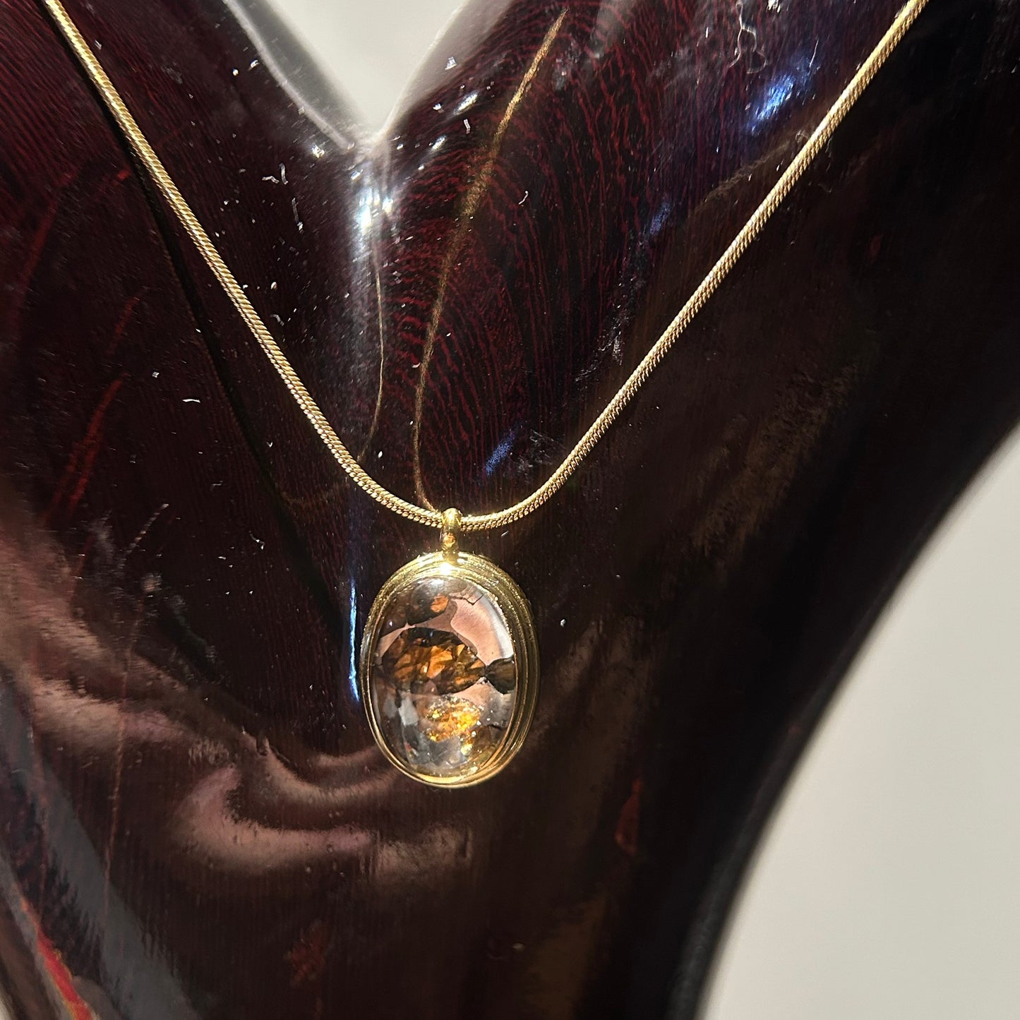 Top Quality Sericho Pallasite Meteorite Necklace, Unique Valentine's Day Gift for Her, Teardrop Space Jewelry, Real Meteorite Oval Pendant