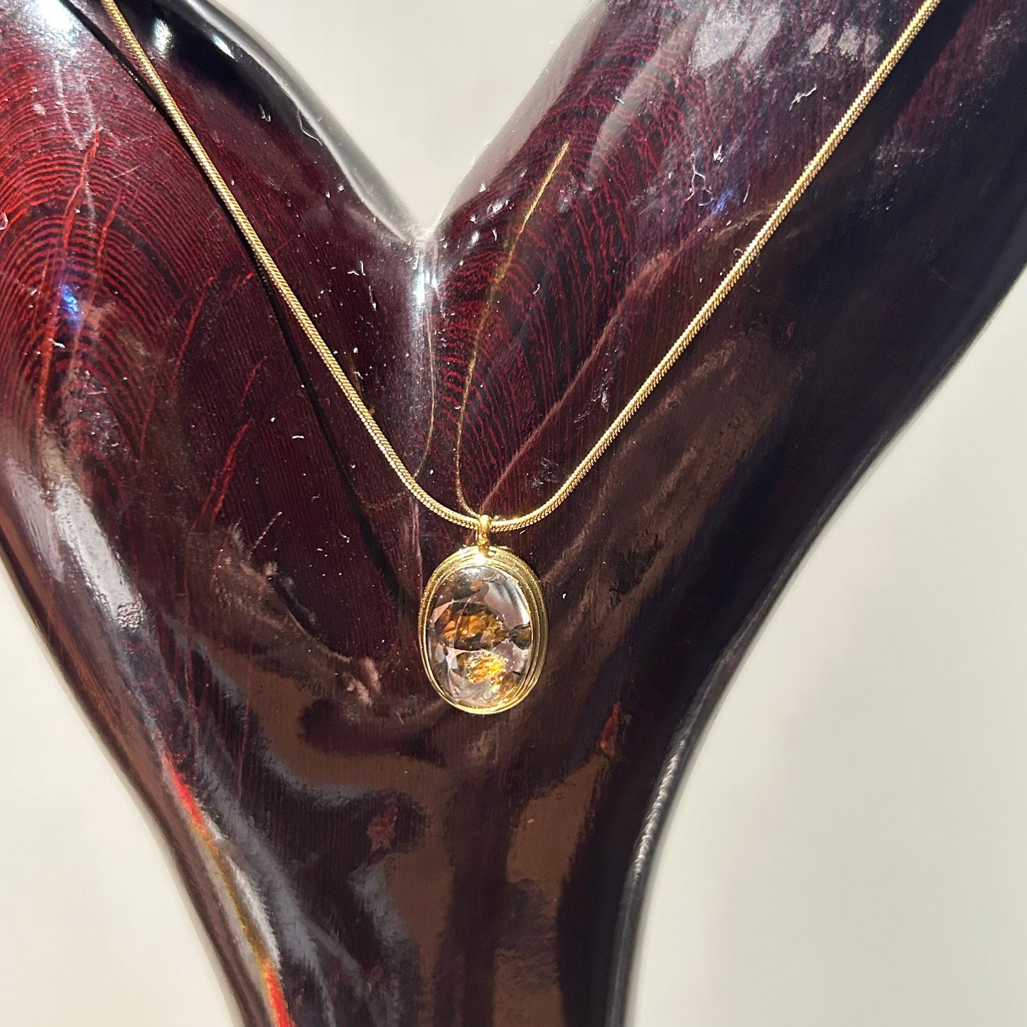 Top Quality Sericho Pallasite Meteorite Necklace, Unique Valentine's Day Gift for Her, Teardrop Space Jewelry, Real Meteorite Oval Pendant