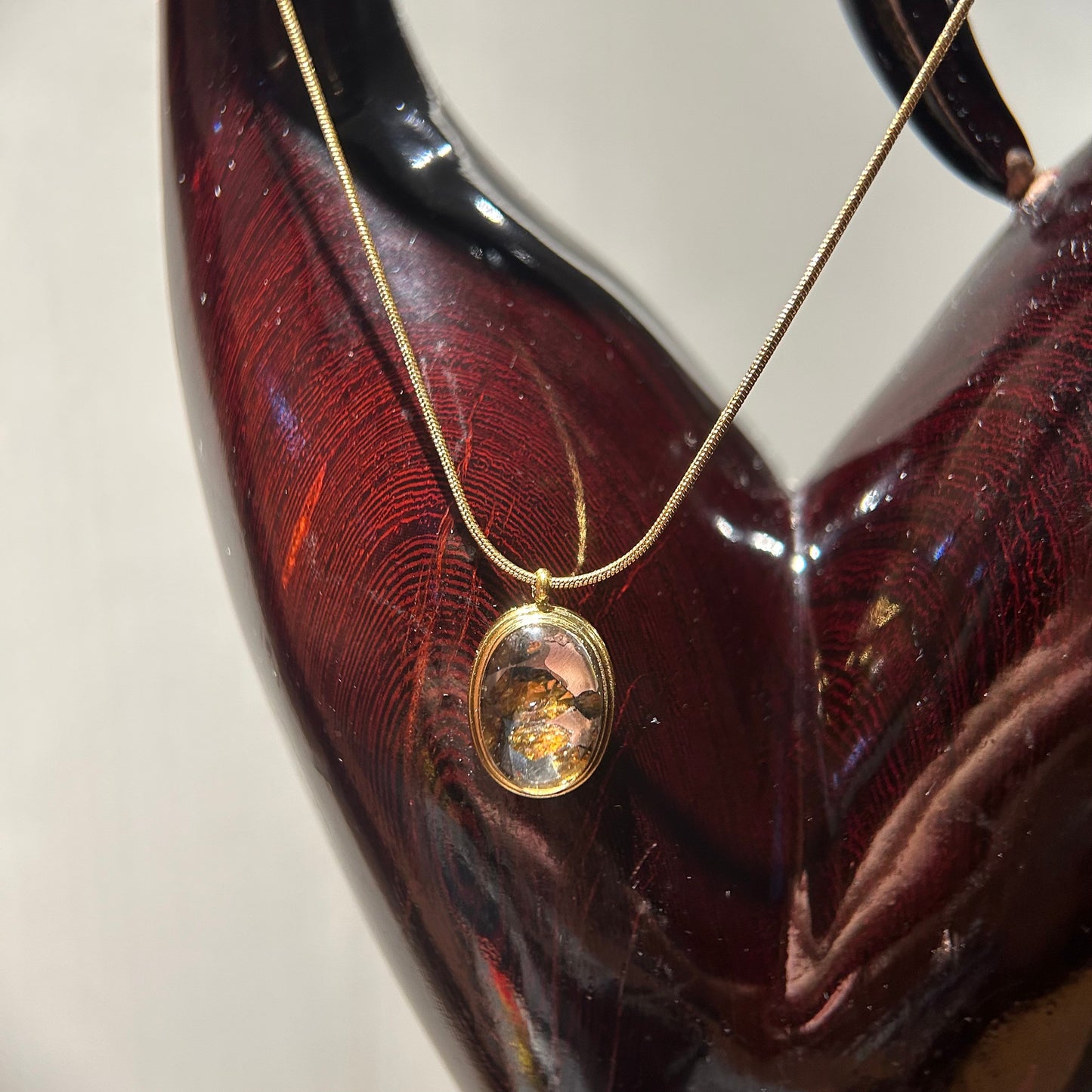 Top Quality Sericho Pallasite Meteorite Necklace, Unique Valentine's Day Gift for Her, Teardrop Space Jewelry, Real Meteorite Oval Pendant