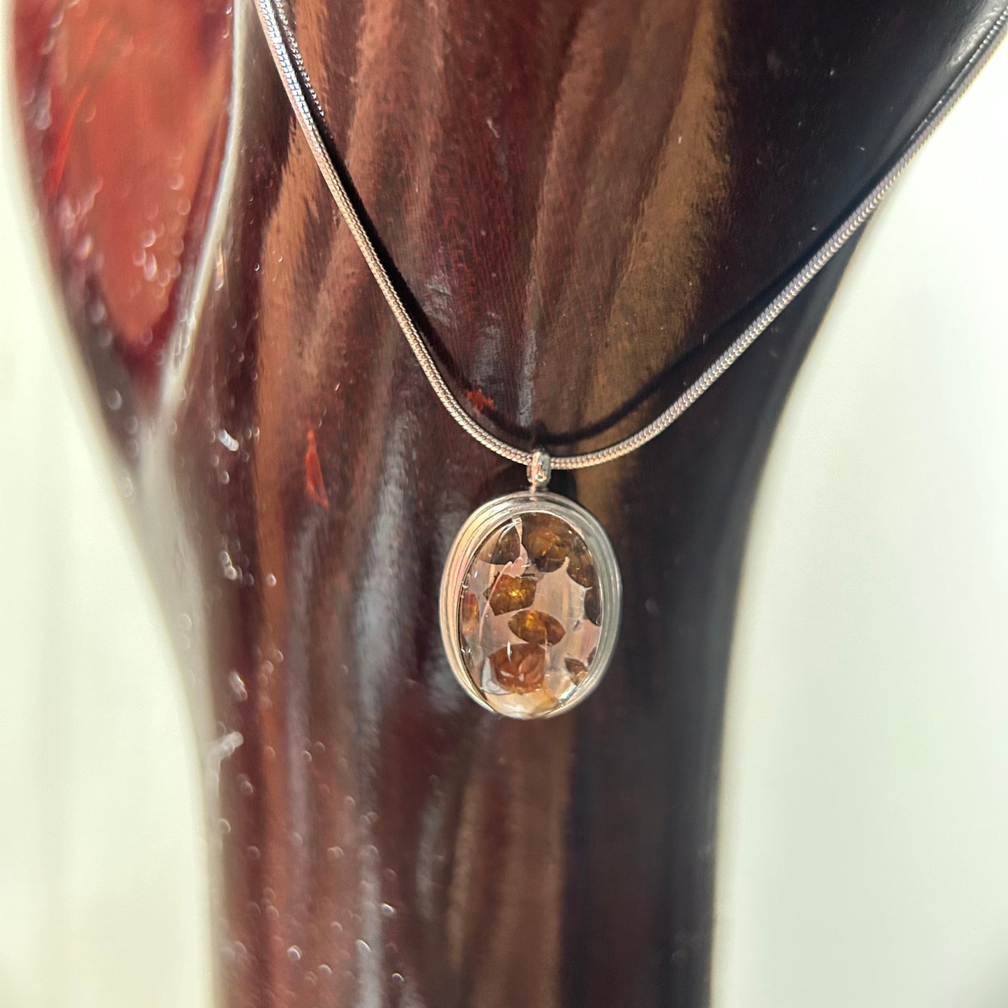 Top Quality Sericho Pallasite Meteorite Necklace, Unique Valentine's Day Gift for Her, Teardrop Space Jewelry, Real Meteorite Oval Pendant