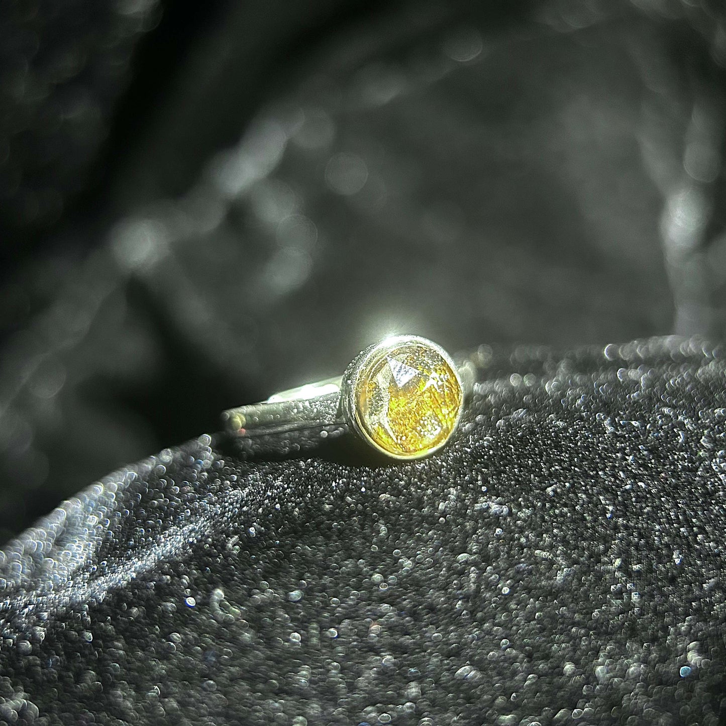 Authentic Sericho Pallasite Adjustable Ring — 8mm Round Meteorite Inlay, PVD Silver Tone, Unisex Statement Gift