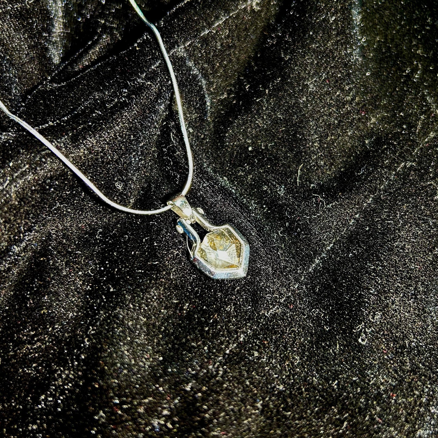 Shield of Stars Pendant Silver Color Necklace | Kenya Sericho Pallasite (Olivine Meteorite) Inlay | Cosmic Shield Charm | Gift Box + COA | 10×18×4mm