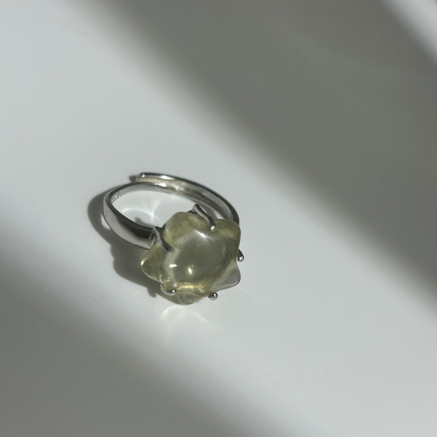 Libyan Desert Glass Ring, Pyramid Tetrahedron Statement Ring, Meteorite Impact Glass, Champagne Tektite, 925 Silver Gold Tone, Adjustable