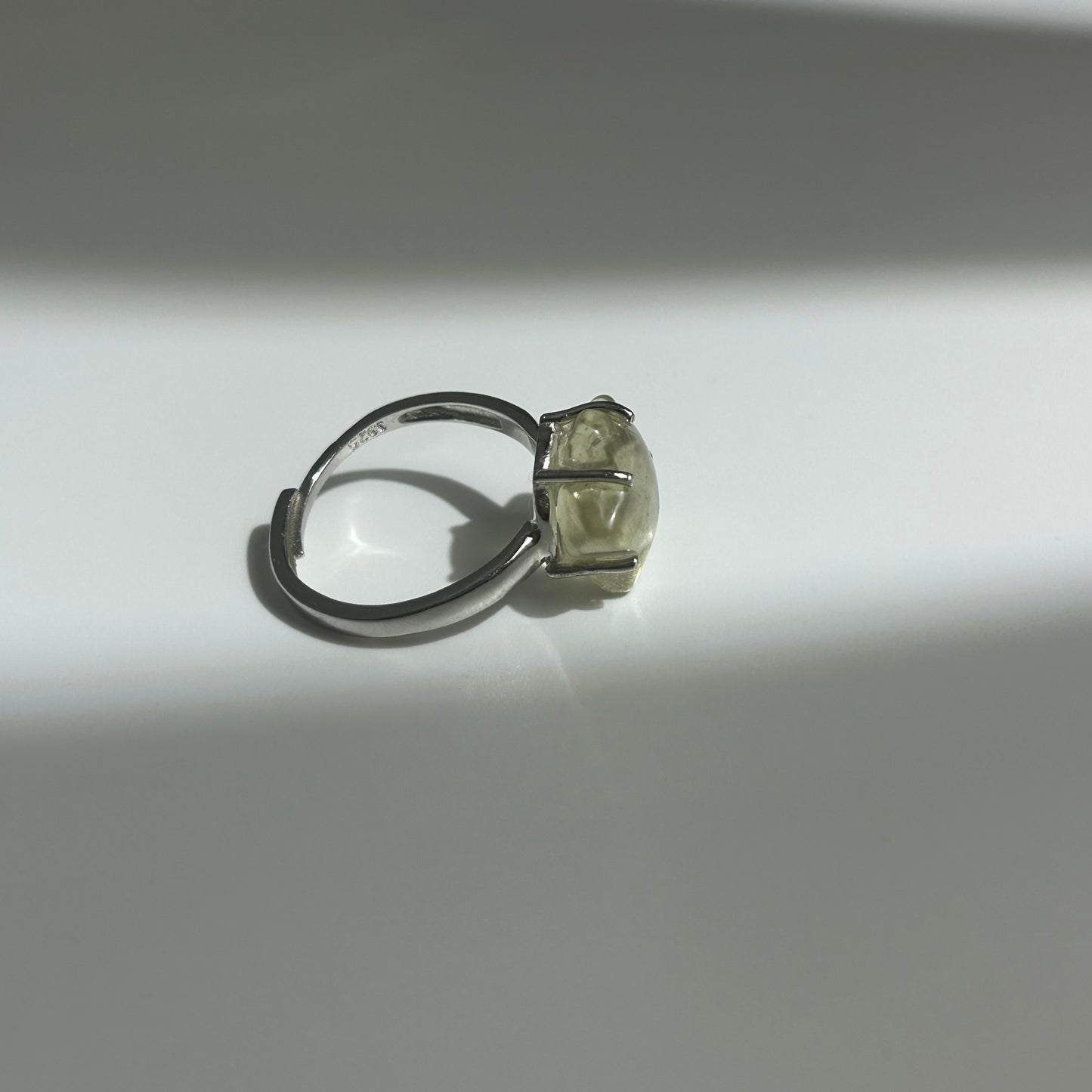 Libyan Desert Glass Ring, Pyramid Tetrahedron Statement Ring, Meteorite Impact Glass, Champagne Tektite, 925 Silver Gold Tone, Adjustable