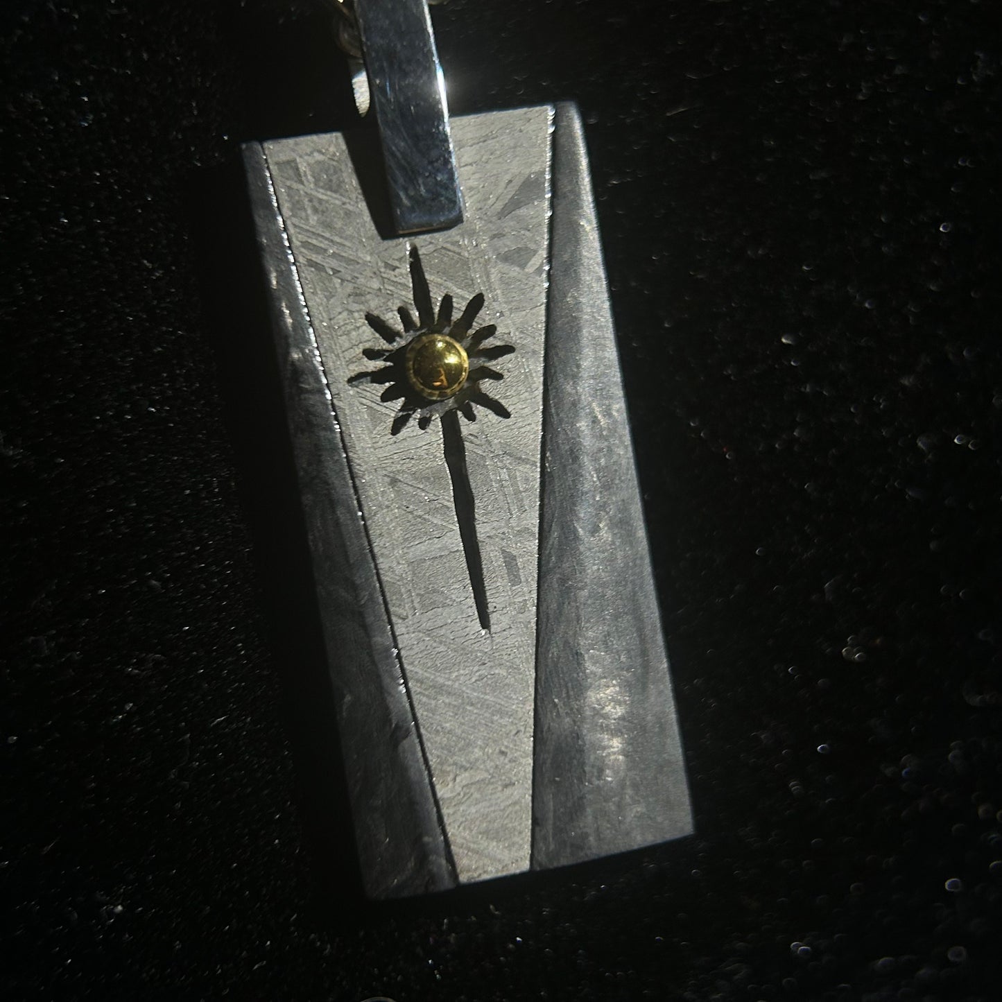 Tungsten Shield Meteorite Pendant Necklace | Muonionalusta Meteorite Inlay | Widmanstätten | 60cm 21.5in | COA Gift Box